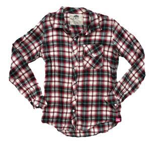 AIM Unisex Small Holiday Flannel Red And green Button Down Shirt Women’s Men’s